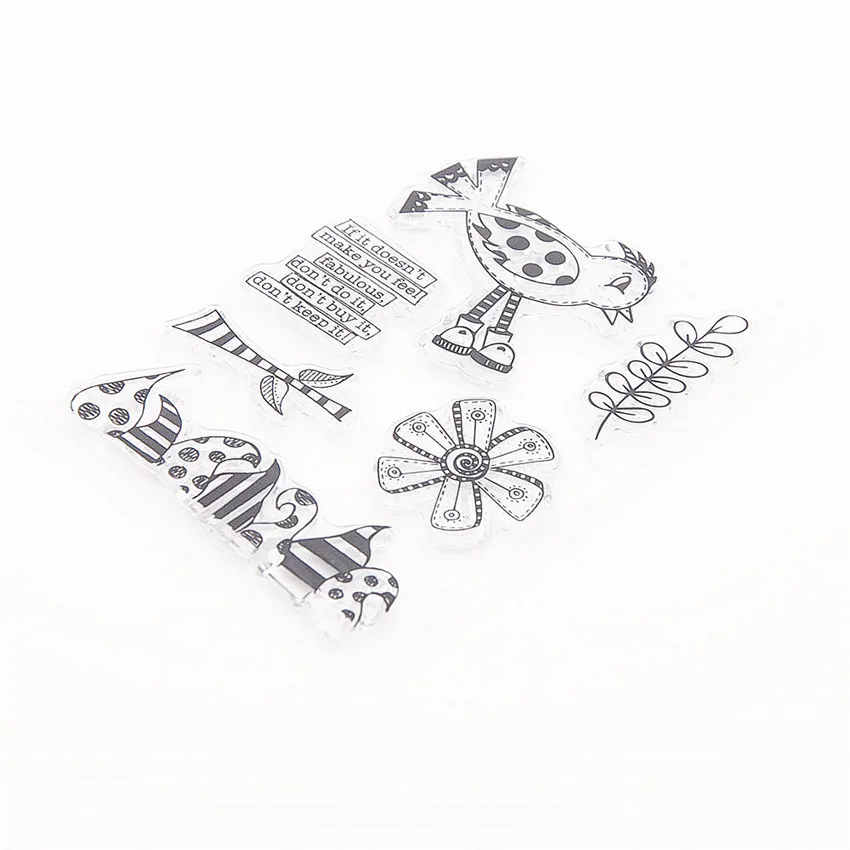 Прозрачные штампы с рисунком сказочной птицы 7 5 х10 см|Штампики| |