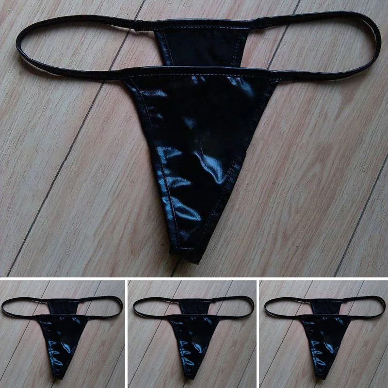 

Ladies Sexy Low Rise T-back Stretch Seamless Underwear Thong Patent Leather Thin Strap Women Thongs G Strings Plus Size Low Rise