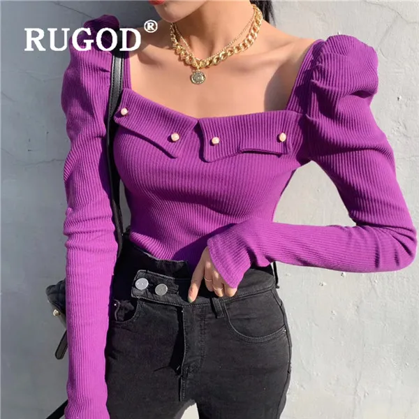 Женский элегантный топ RUGOD весенний однотонный трикотажный Повседневный свитер