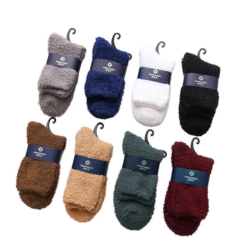 Мужские теплые носки для зимы пушистые ворсистый утепленный спальный без пятки