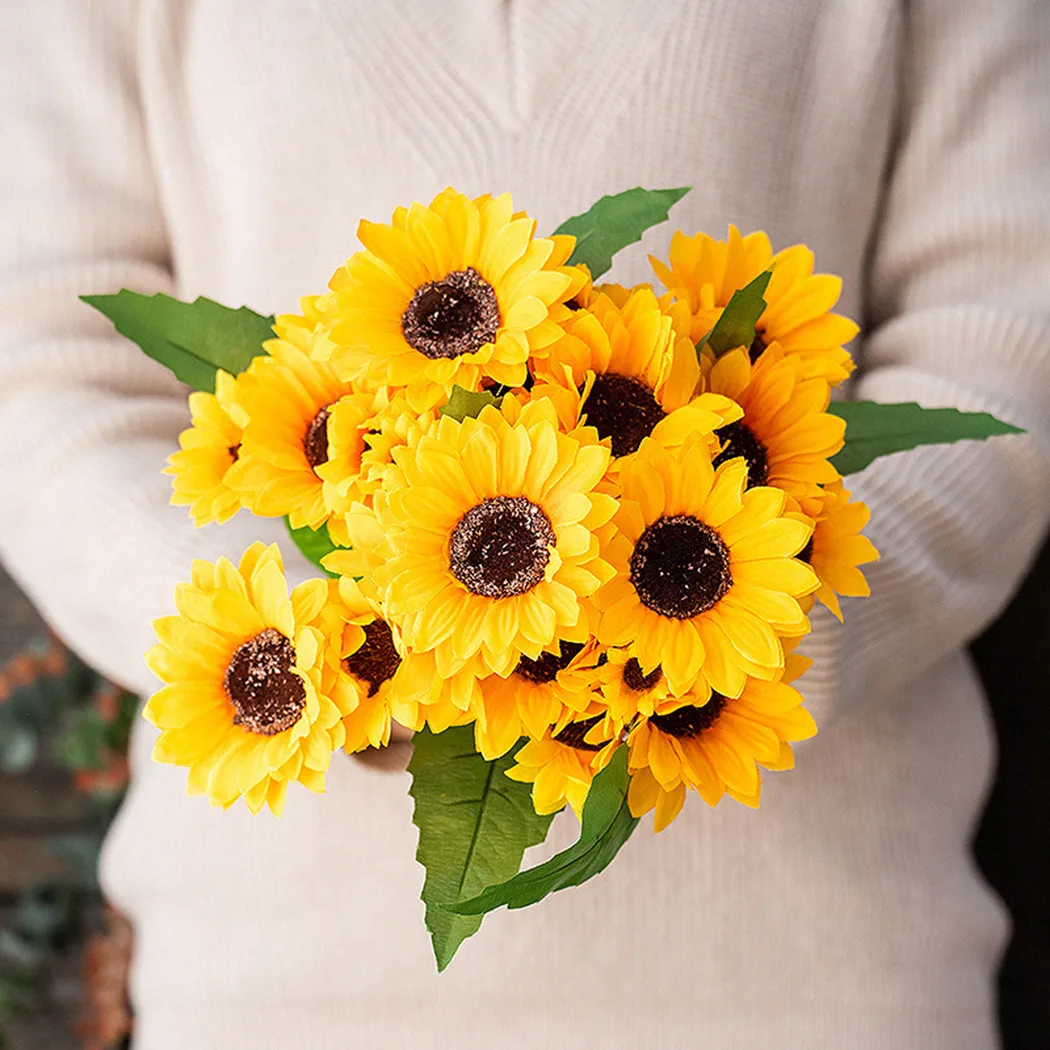 

13 Heads Artificial Sunflower Bouquet Silk Flower Quality Artificial Flower Home Garden Party Wedding Decoration Fake Flowers