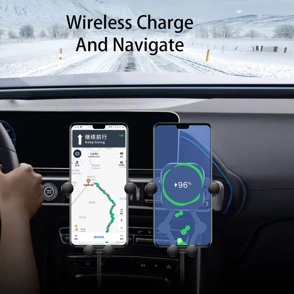 

Qi 15W Wireless Car Charger Gravity Sensor Automatic Clamp Car Phone Charger Phone Holder Mount for iPhone Huawei Samsung Xiaomi
