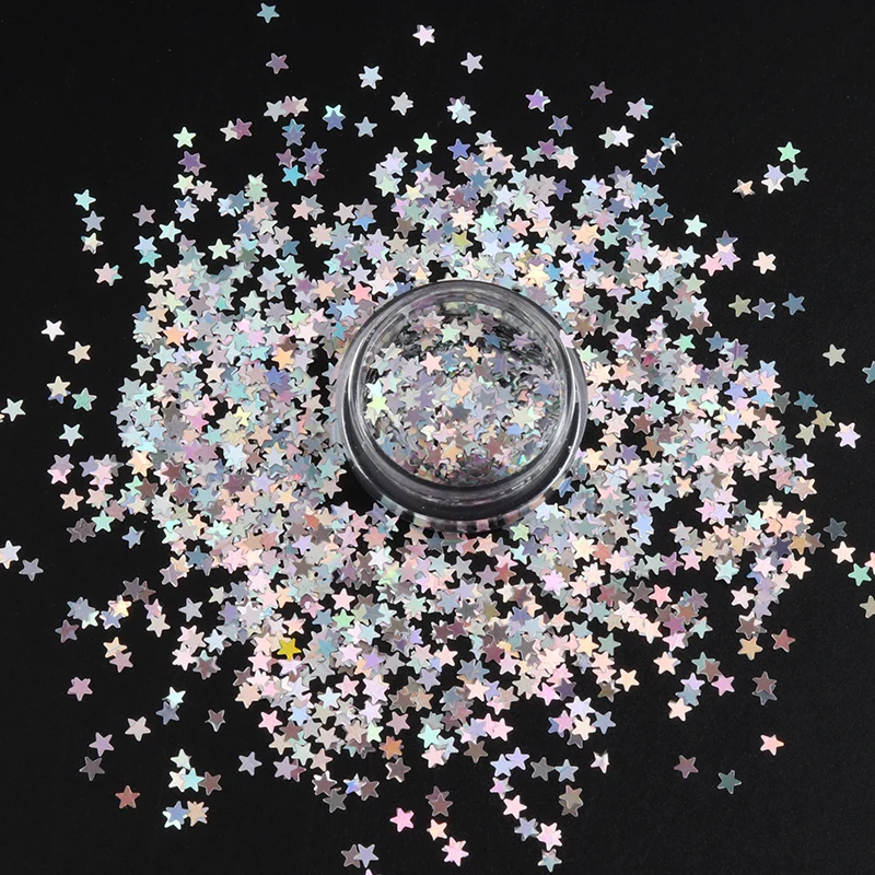 3 мм звезды ультратонкие блестки для ногтевого дизайна мини пайетки экологически