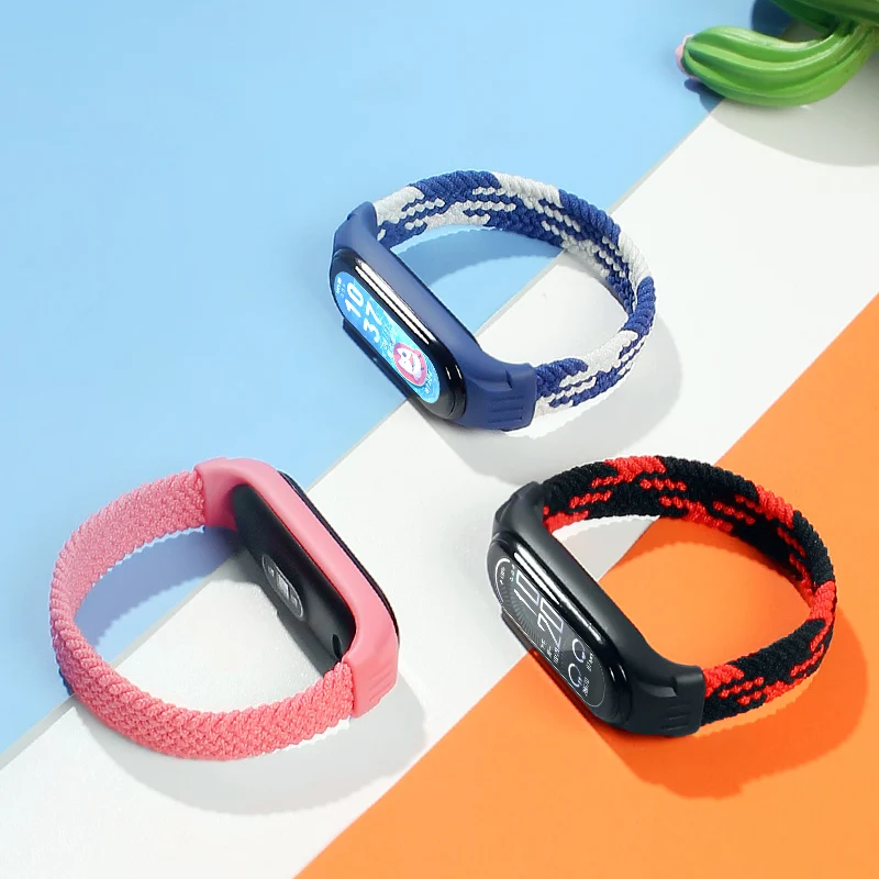 Bracelet for Mi band 4 Strap Nylon Braided Solo Loop pulseira bracelet Miband4 Miband5 Wristband for xiaomi Mi band 5 3 6 strap