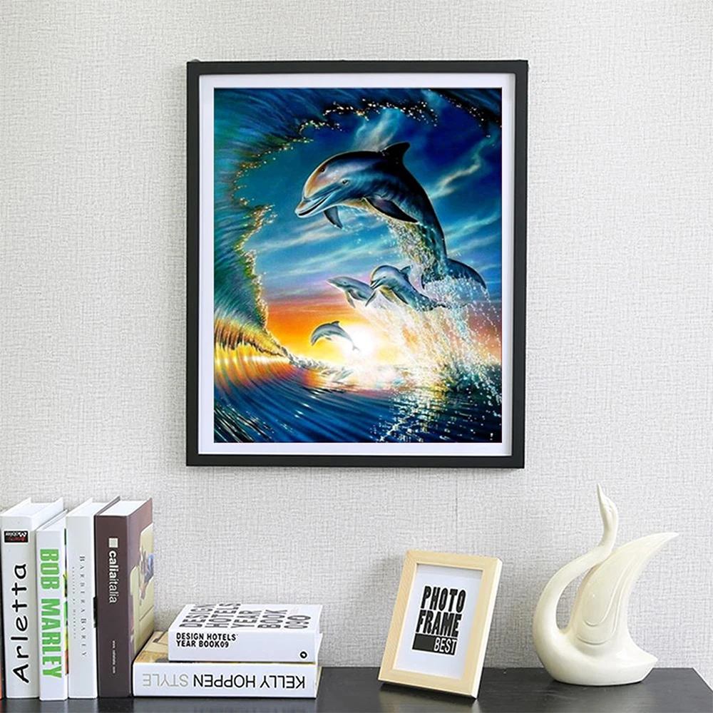 Частичная дрель круглая Алмазная картина 5D Сделай Сам океанские животные