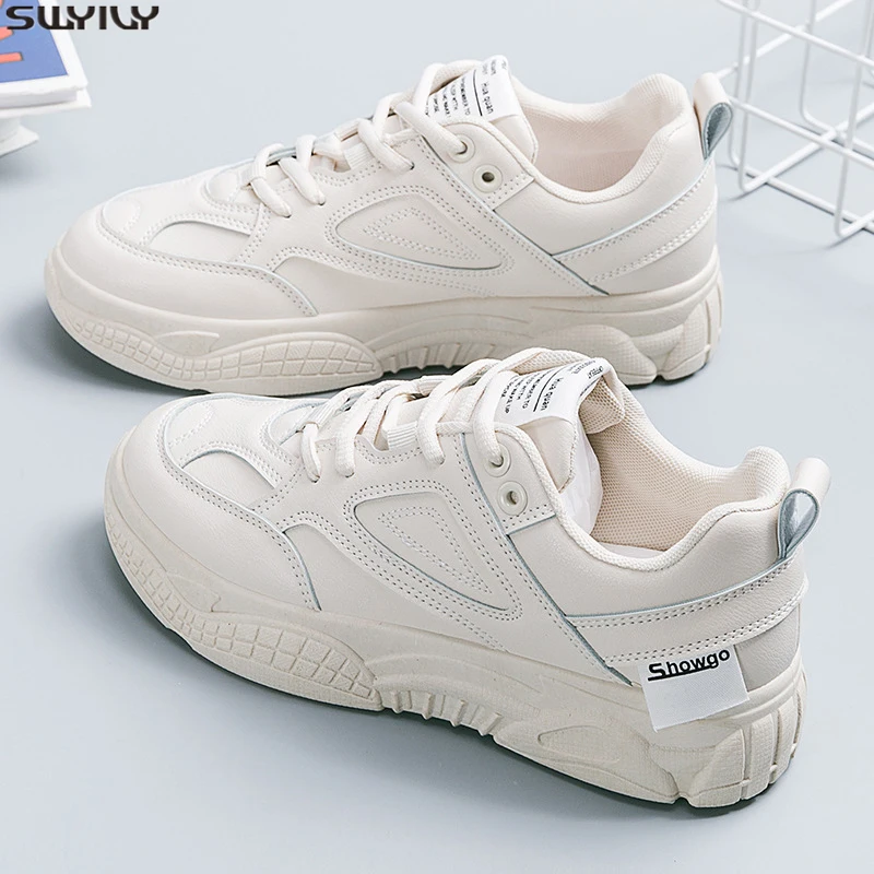 SWYIVY/женские кроссовки из искусственной кожи на плоской подошве Повседневная