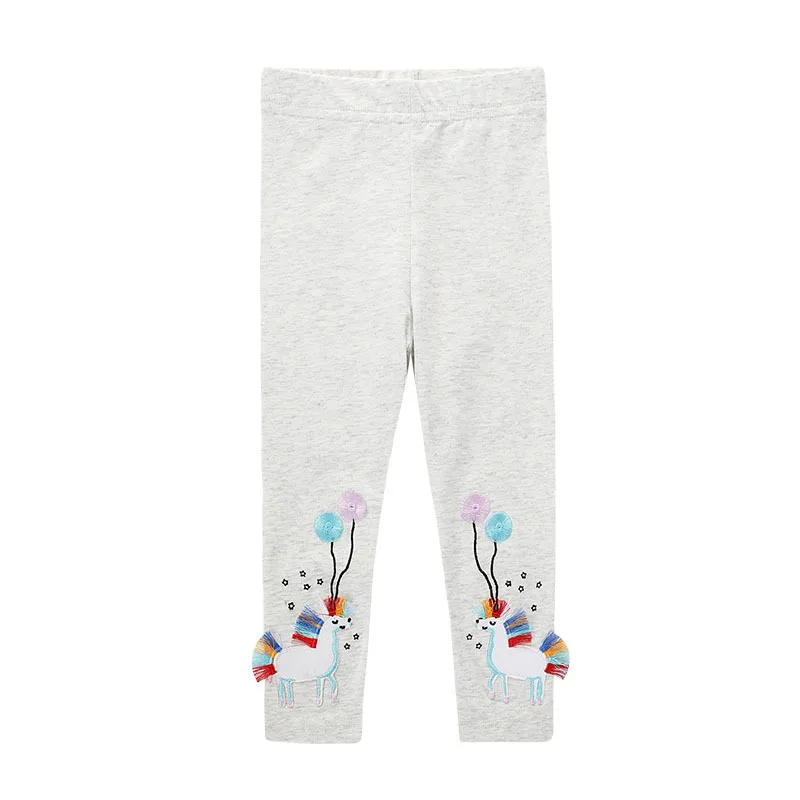 

Lucashy 2021 Spring Autumn Baby Girls Leggings Grey Cotton Fly Horse Pattern Design Pants Cotton Soft Kids Elastic Trousers