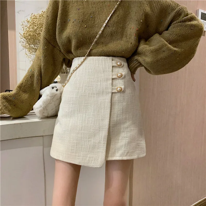 

2021 Autumn Winter New Fashion Skirt Women High Waist Slim Thin Irregular Sexy Bag Hip Short A-line Skirt Female Trend Y121