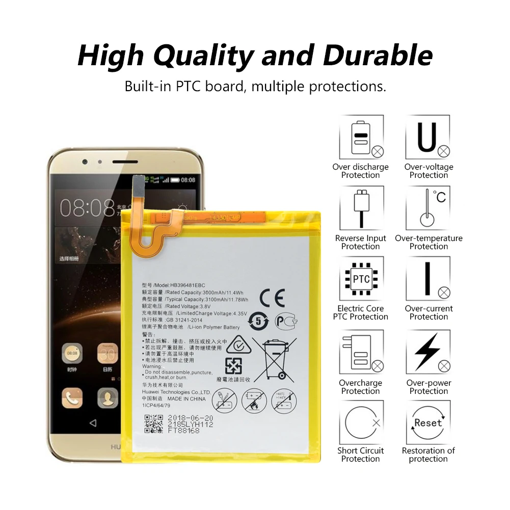 3100 мАч HB396481EBC Аккумулятор для телефона Huawei D199 Maimang 4 G7 Plus G8 G8X Honor 5X литий ионная