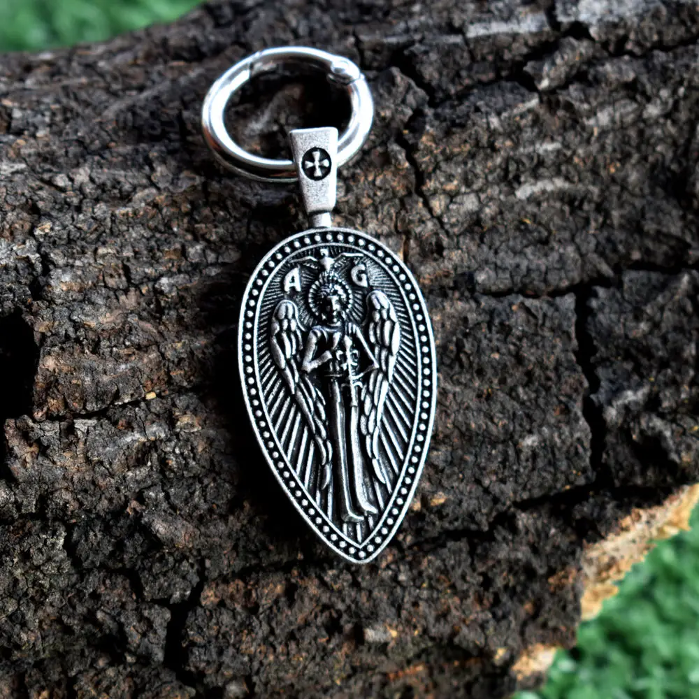 Винтажный арчанел св. Габриэль защитит нас молитвенный Медаль Брелок|Брелоки| |