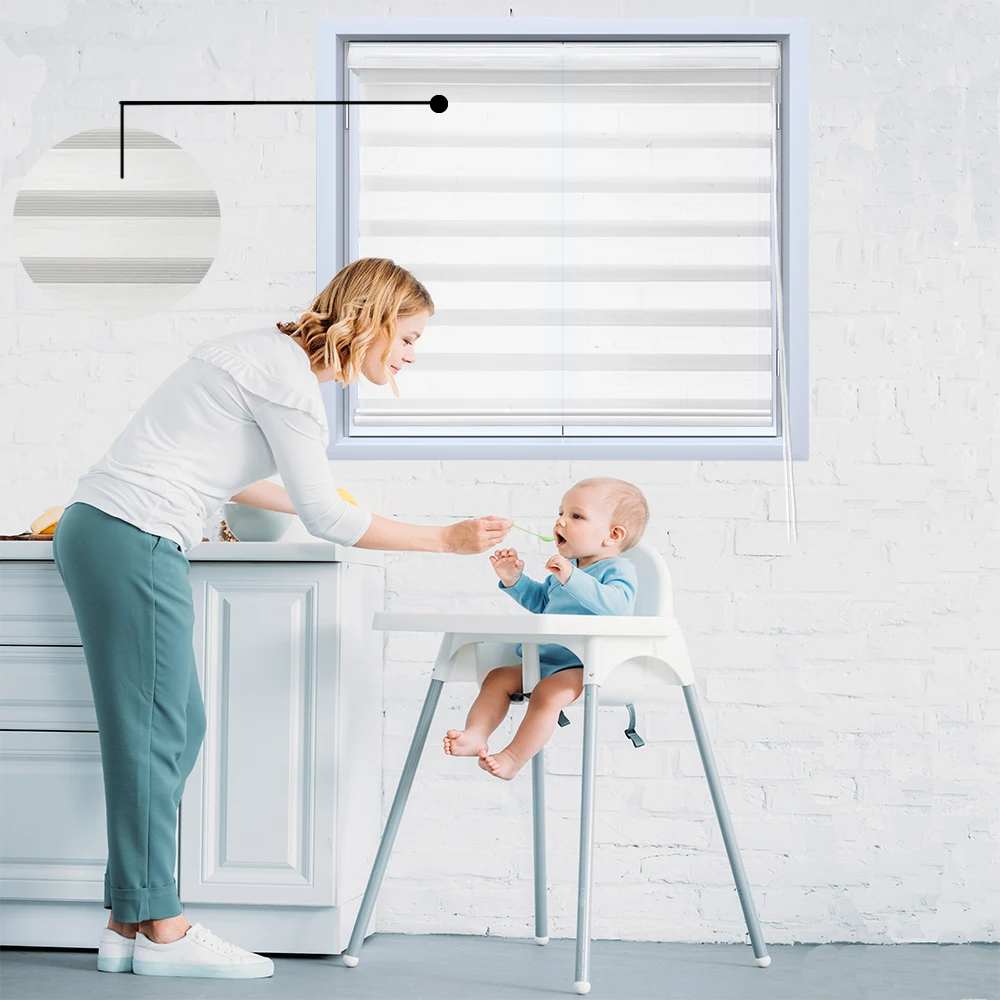 Пользовательские белые полосатые жалюзи Decopedia для окон роликовые затемняющие