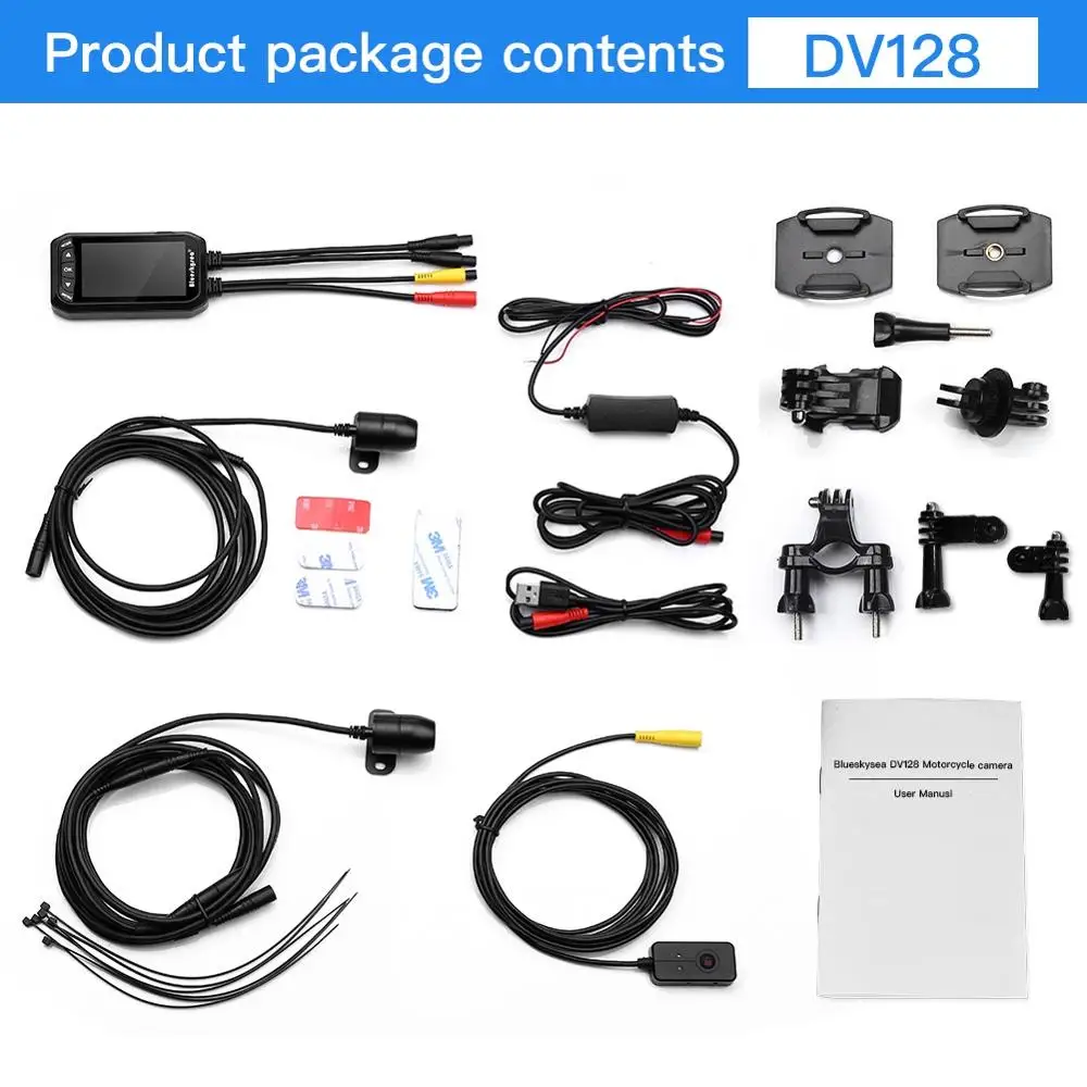 Blueskysea 2," lcd DV128 мотоциклетная двойная DVR камера HD Водонепроницаемая gps Dash Cam 1080P g-сенсор Мото камера ночного видения