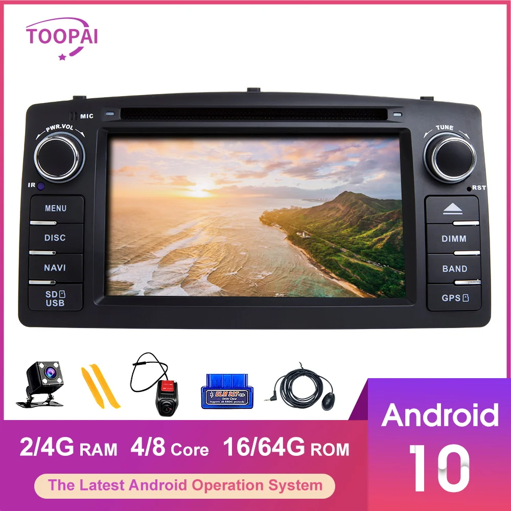 Автомобильный мультимедийный плеер TOOPAI стерео система на Android 10 с GPS для Toyota Corolla