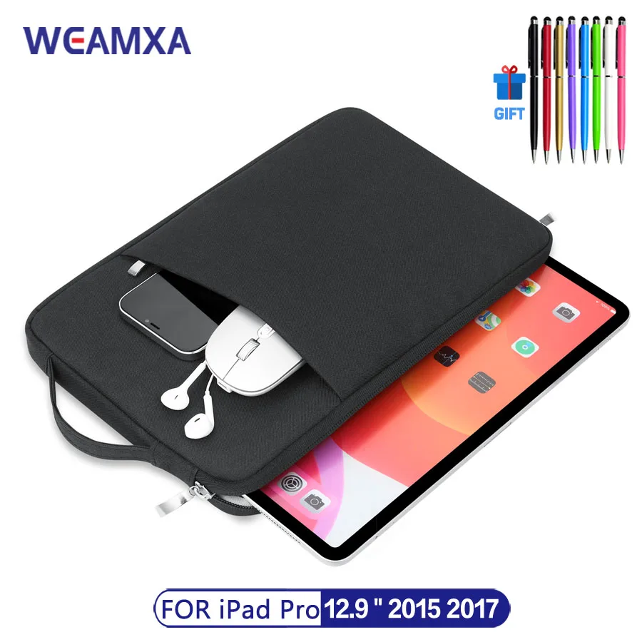 

Сумки из натуральной кожи чехол для iPad Pro 12,9 2017 2015 на молнии с несколькими карманами чехол Apple 12,9 "2rd 1st поколения планшет Портативный рукав Funda