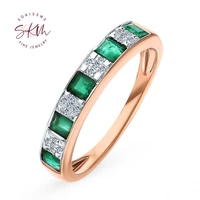 skm designer emerald rings for women vintage 14k rose gold engagement wedding rings designer gift for wife luxury fine jewelry