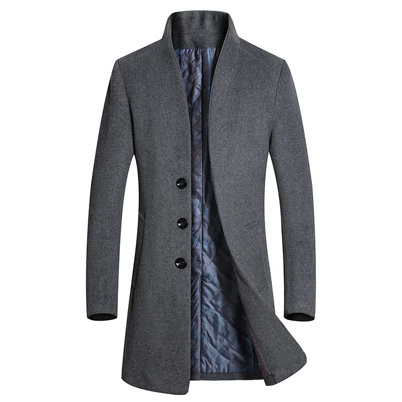 Пальто мужское длинное шерстяное однобортный приталенный плащ парка с