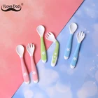 Посуда для кормления младенцев, 2 шт., милая, Набор детских ложек, ложка для обучения употреблению, Сгибаемая