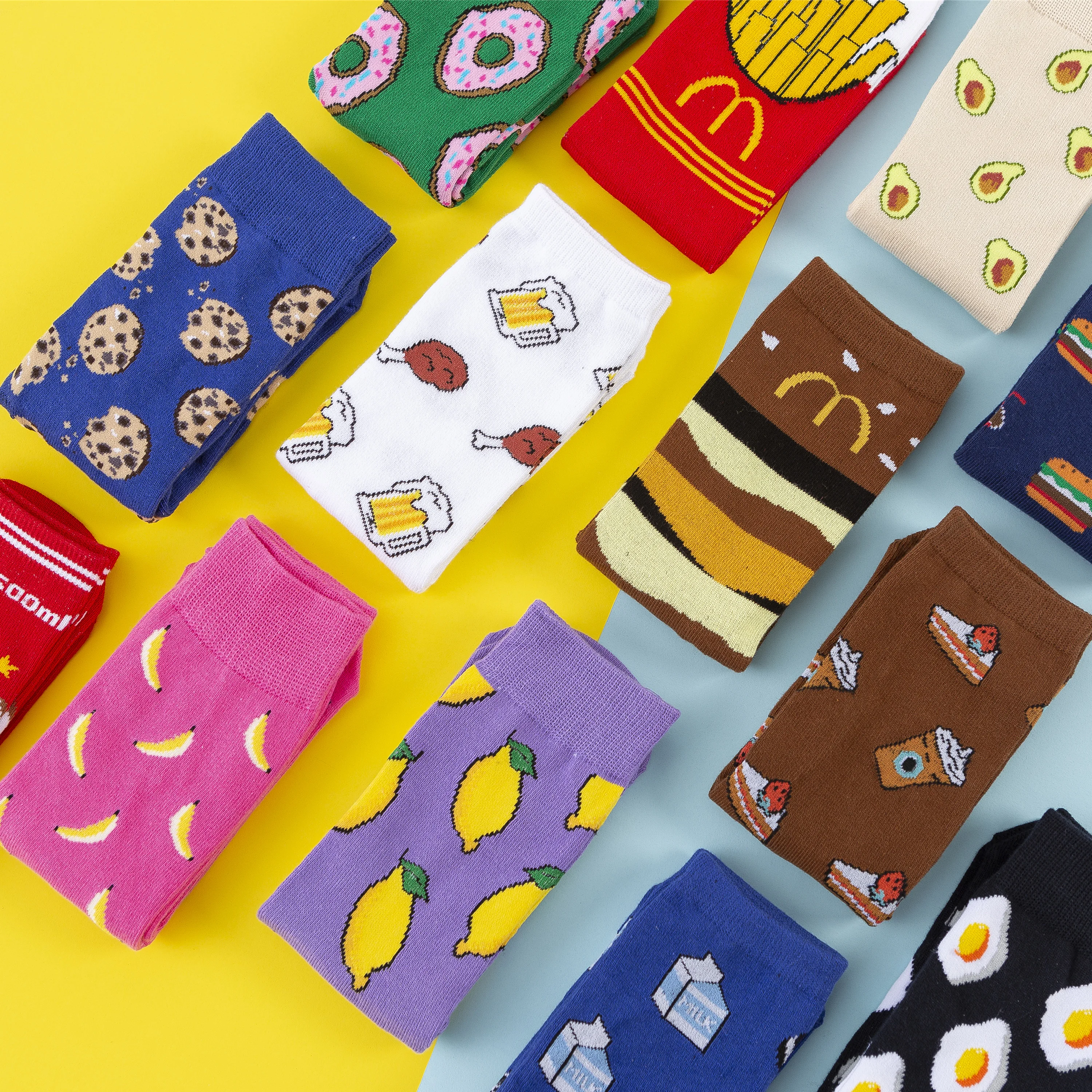 Забавные хлопковые носки с рисунком фруктов для женщин милые банан и лимон