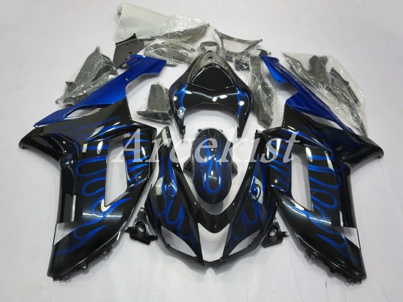 

Новинка из АБС-пластика для мотоцикла весь обтекатели комплект подходит для kawasaki Ninja ZX6R 636 2007 2008 07 08 6R ZX-6R Кузов Набор голубого пламени