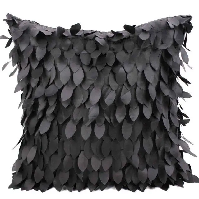 Black 42x42 см чехлы для диванных подушек с 3D листьями однотонный чехол для подушек для свадебной вечеринки для домашнего дивана декоративный чехол для подушек - Цвет: Black