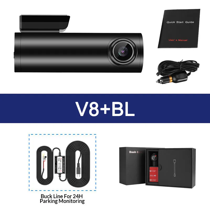 V8-BL V8 Dash Cam, умный Автомобильный видеорегистратор, камера с управлением через приложение, Wifi, 1080 P, монитор парковки, ночное видение, видеорегистратор, регистратор - Название цвета: V8-BL