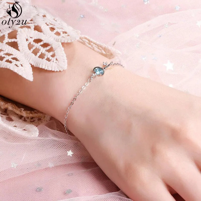 Браслет женский Универсальный с голубыми планетами и камнями | Украшения