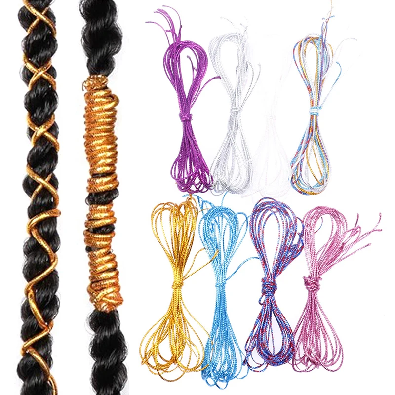 

1m Silver Gold Thin Braids Braiding Hair Styling African Braid Braided Elastic Cord