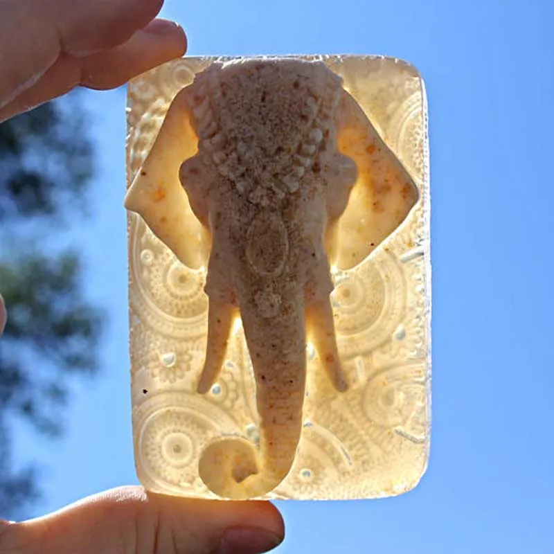 

Silicone Mold Elephant Embossment Design Handmade Soap Mold DIY Elephant Decorating Aroma Stone Moulds