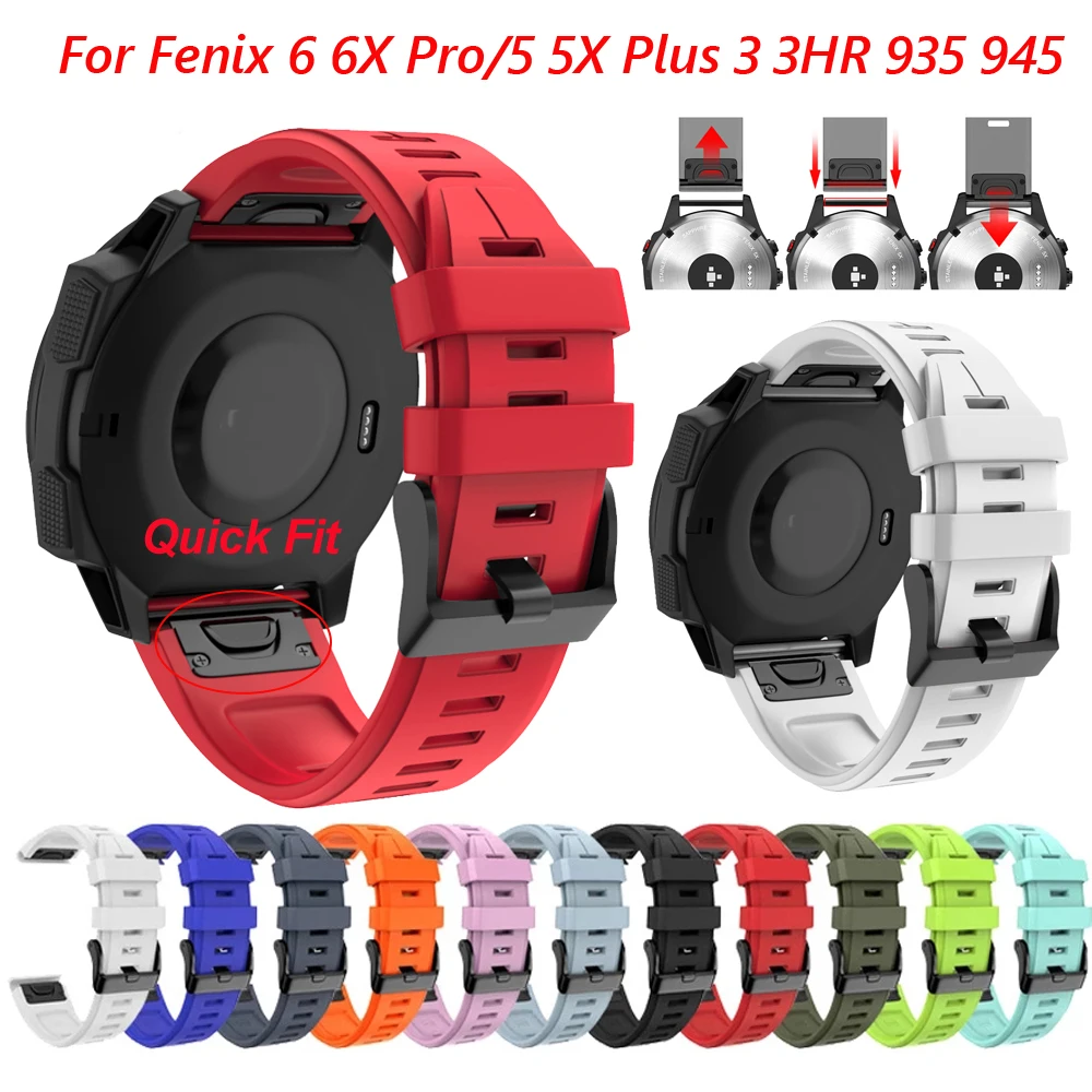 Ремешок силиконовый для Garmin Fenix 7 7X 6 6X Pro 5X 5 Plus 3HR 935 Easyfit Wirstband Correa 22 26 мм |