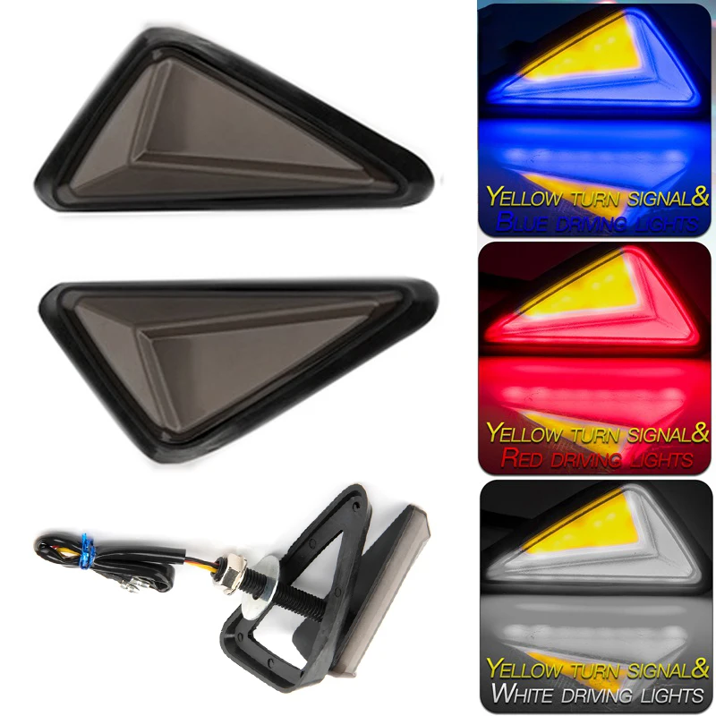 

2x Motorcycle Flush Mount Triangle Turn Signal Lights Amber 22 LED Indicator Lamp DRL Blinker Lamps For BMW Honda Yamaha Suzuki