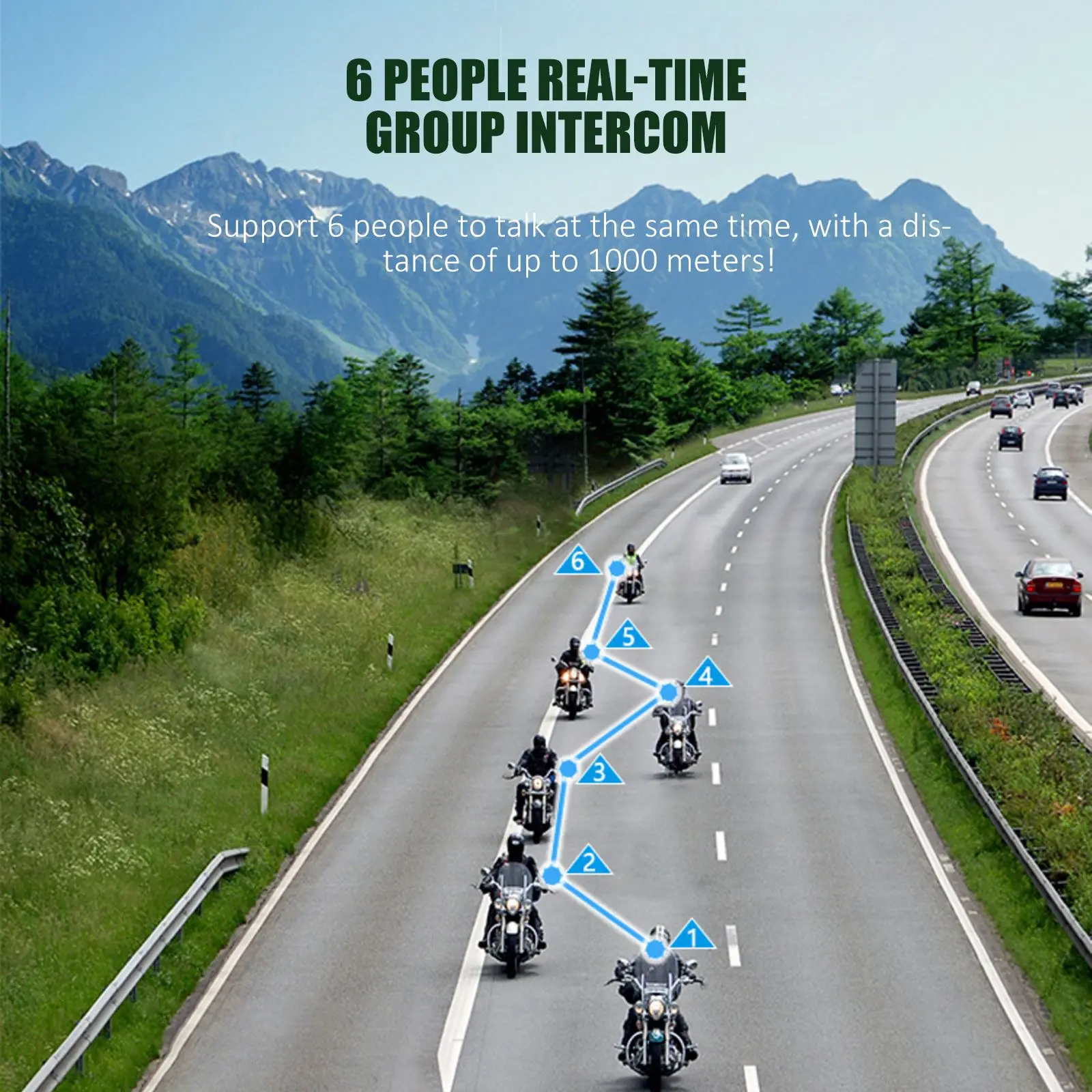 

ALLOMN 1 Set Motorbike Helmet Intercom Radio Bluetooth Helmet Headset Motorcycle Communication System 1Km Reception IP65