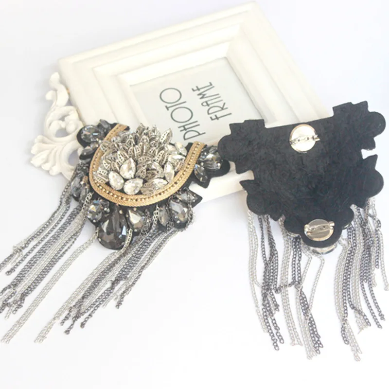 Преувеличенные кисточки блестки со стразами подвесной эполет эполета костюмная