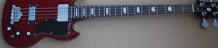 

free shipping Natural wood transparent deep red electric guitar 4 string bass guitar chrome hardware in stock 531