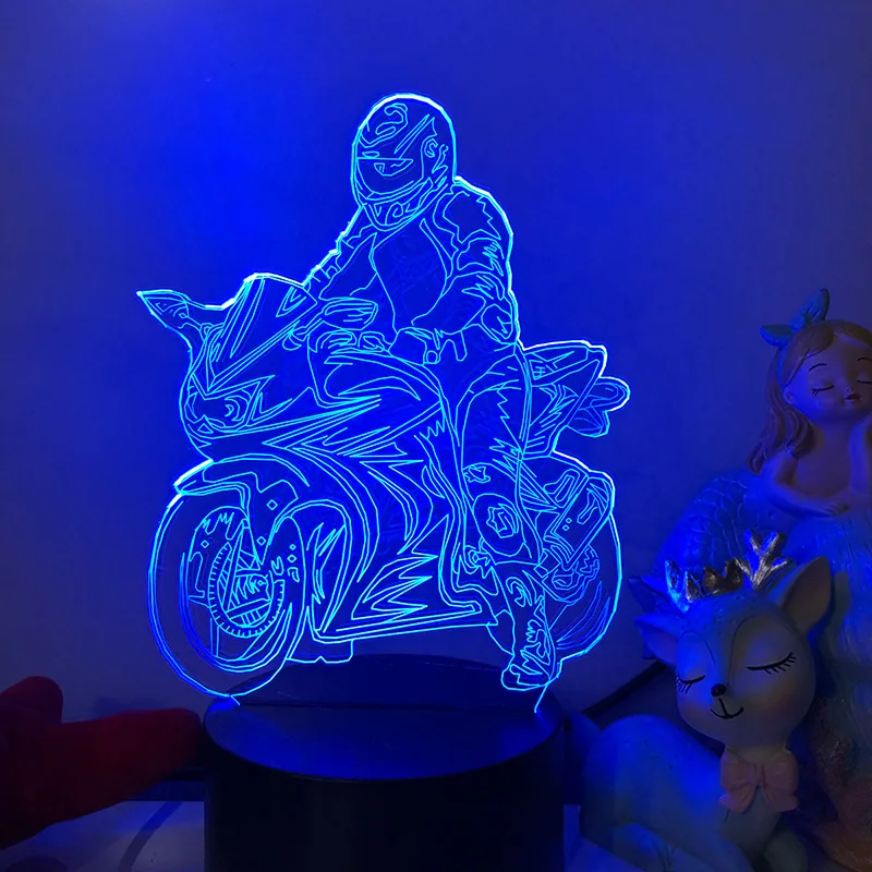 

3D Night Light Motorcycle Racing LED Bedside Bedroom Atmosphere Desktop Luminous Body Decoration Table Lamp Holiday Gift Female