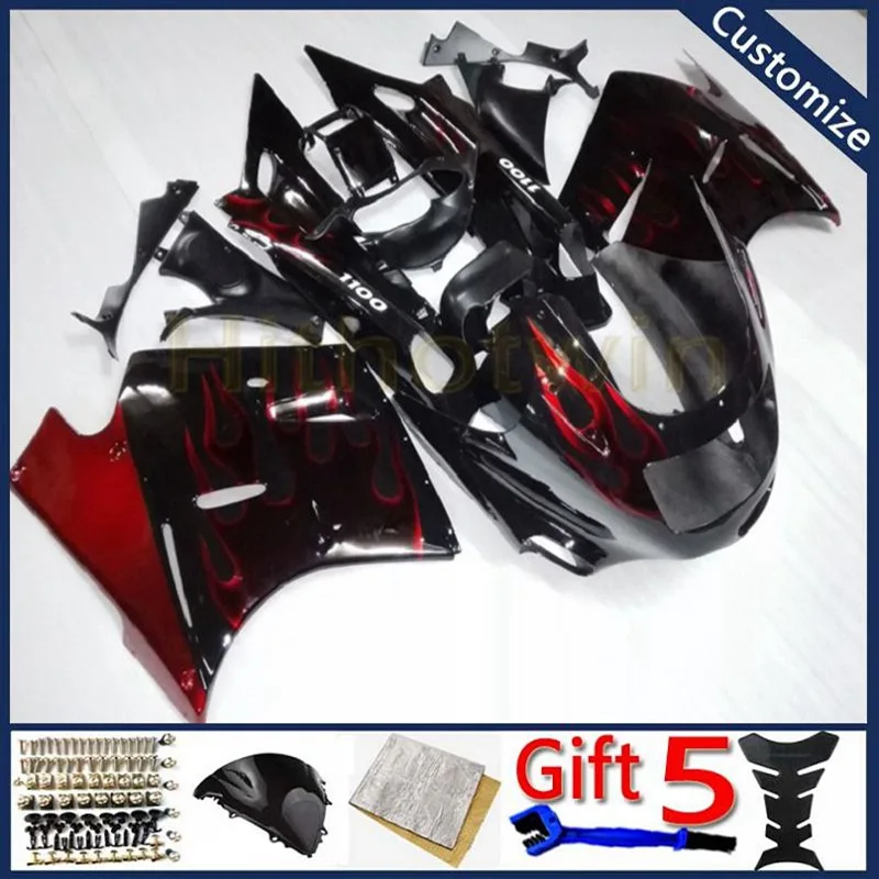 Комплект обтекателей ABS для ZX11 ZZR1100 1990 1991 1992 1993 1994 1995 1996 1997 1998 1999 2000 2001 обтекатель