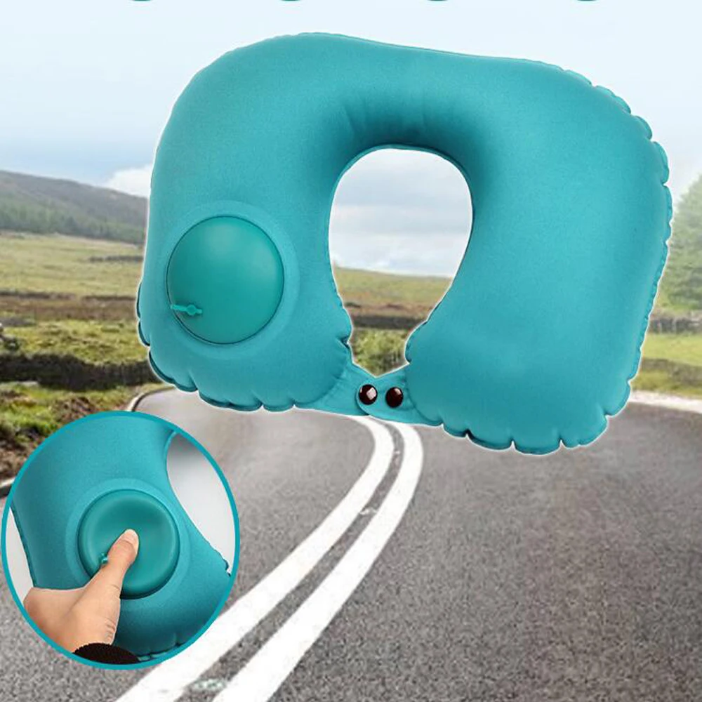 Надувная u-образная идеальная Бархатная подушка для путешествий шеи отдыха офиса