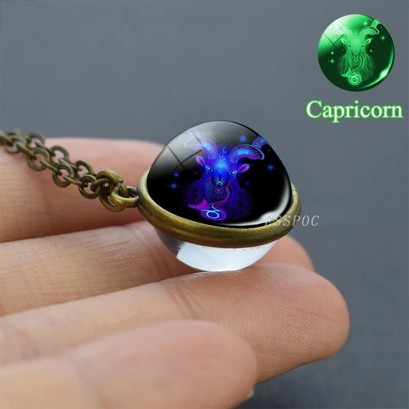 Светящаяся в темноте цепочка на свитер с 12 созвездиями стеклянный шар Подвеска