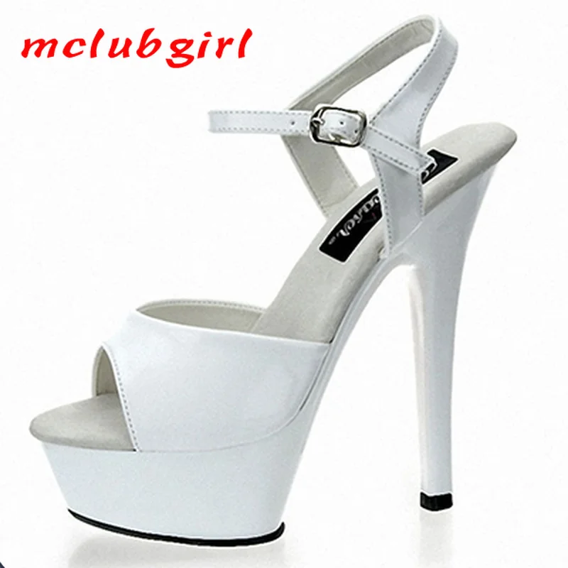 

Mclubgirl 15cm Heels New Fish Mouth Small Fresh High Heels One Word with Sexy All-around Open Toe Sandals for Women LYP