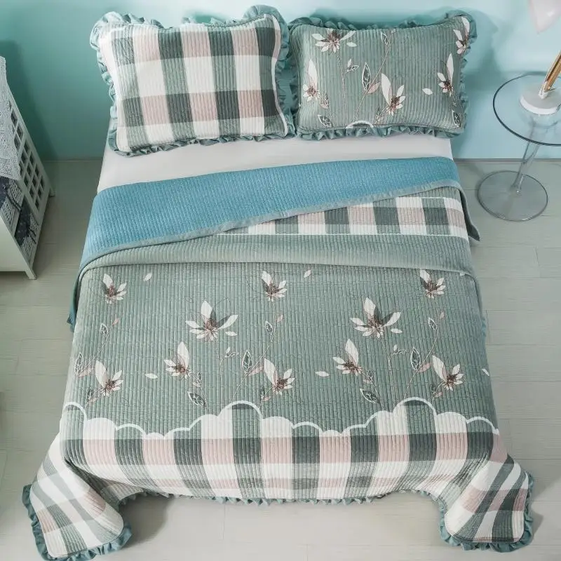 1 шт. покрывало + 2 наволочки комплект постельного белья Кристальный бархат серый