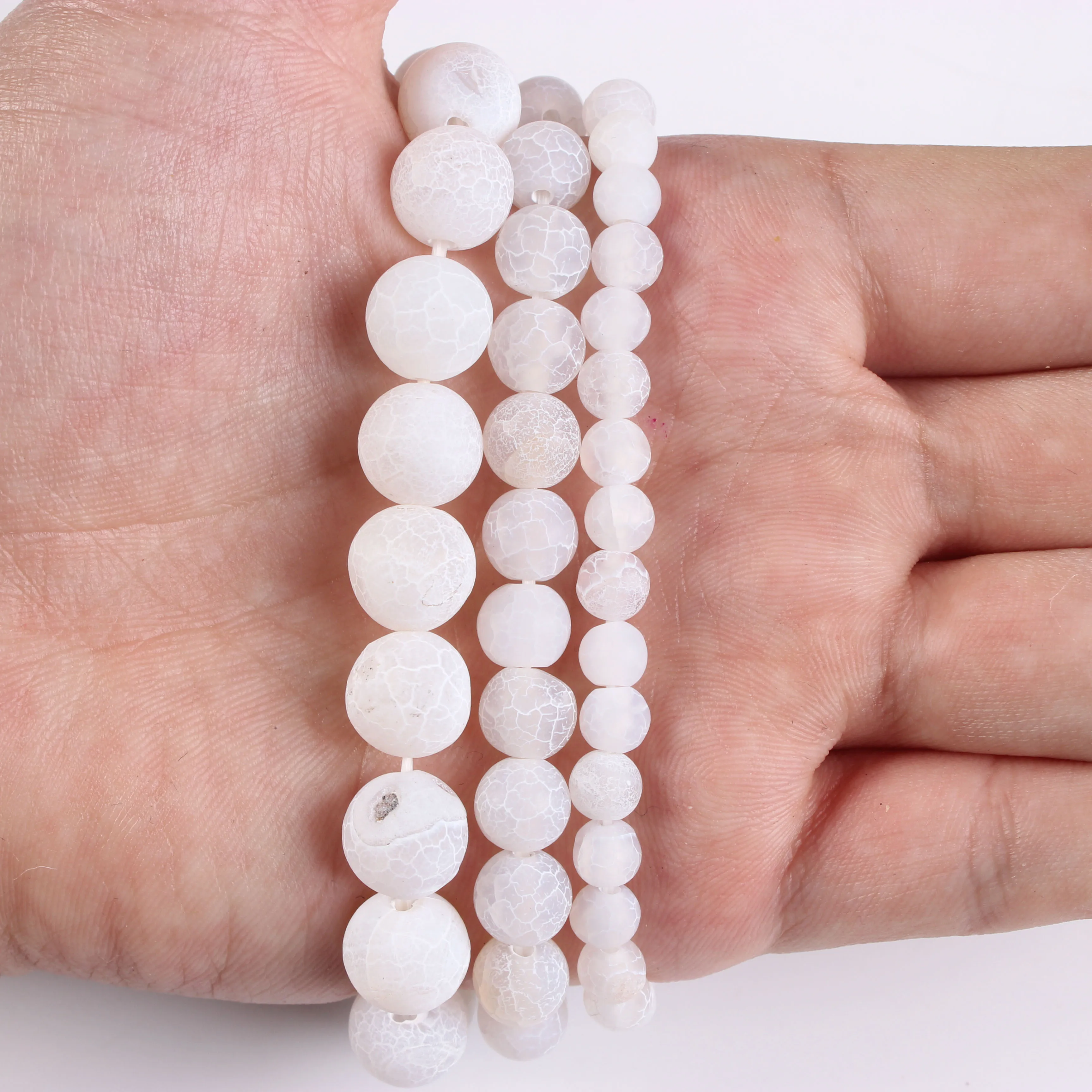 

Natural Stone Bracelet 8mm White Weathered Agate Bracelet Hand String For Diy Jewelry Women And Men Amulet Accessories Present