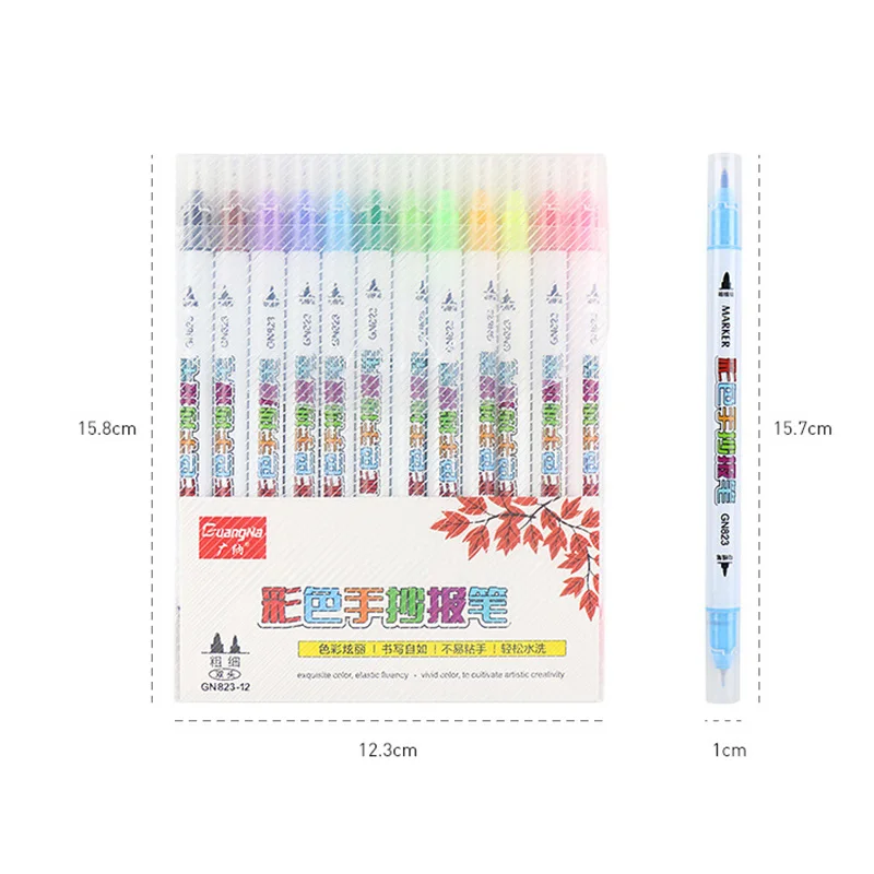 

12Color Dual Tip Brush Art Marker Pens Watercolor Fineliner Drawing Painting Sketching Stationery Coloring Manga Art Supplies