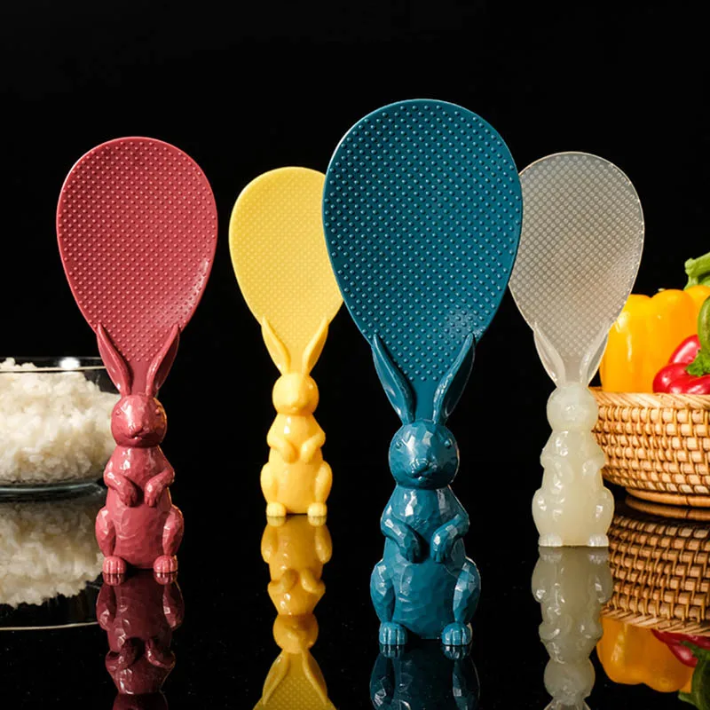 

Пластиковая антипригарная лопатка для риса мультяшный кролик полипропиленовые антипригарные кухонные принадлежности чистый цвет в японс...