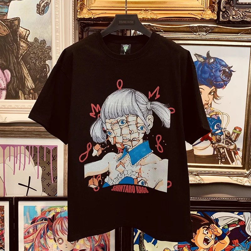 Y2K футболка Женская Аниме летняя свободная оверсайз уличная Футболка Harajuku