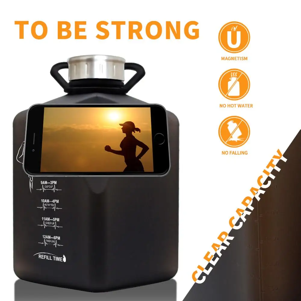 2020New Product 2.7L Спортивная бутылка для воды модный чайник с держателем телефона BPA