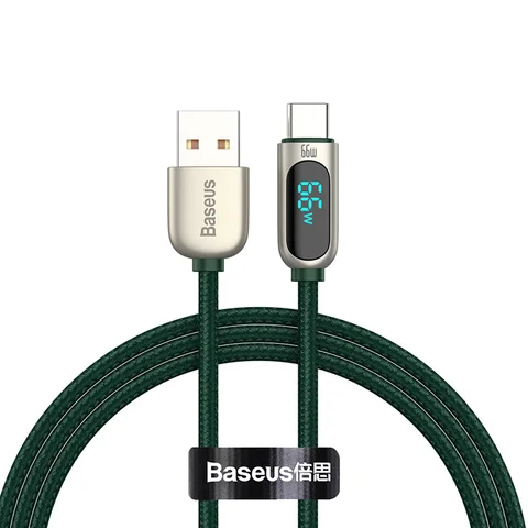 Baseus Кабель USB Type C со светодиодным дисплеем для iPhone 15 Xiaomi Samsung 5A Зарядное устройство для быстрой зарядки USBC USB-C Кабель для передачи данных Шнур Type-C