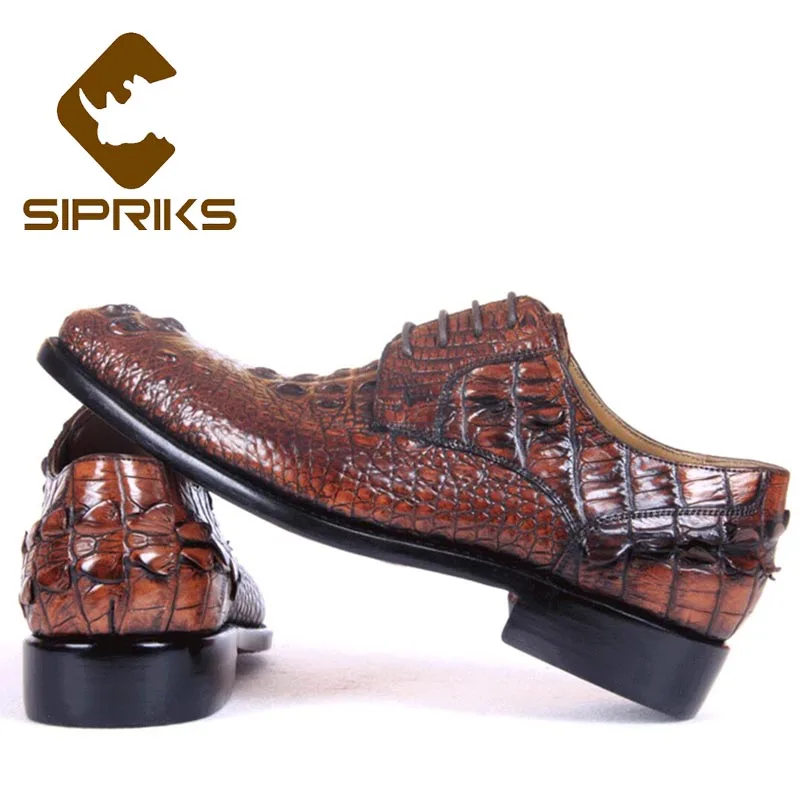 Sipriks Men's Crocodile Skin Shoes Italian Goodyear Dress Imported Alligator Leather Gent Suits Boss Casual Business Wear | Обувь