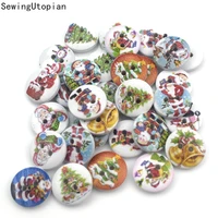 100pcs 2 hole mixed christmas style buttons colorful wooden buttons for craft supplies scrapbooking sewing accessories