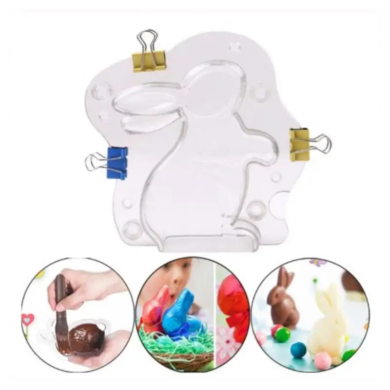 

New 3D Rabbit Shaped Chocolate Mold Reusable Easter Bunny Candy Mold Sugar Paste Mold Cake Decorating Tools Diy