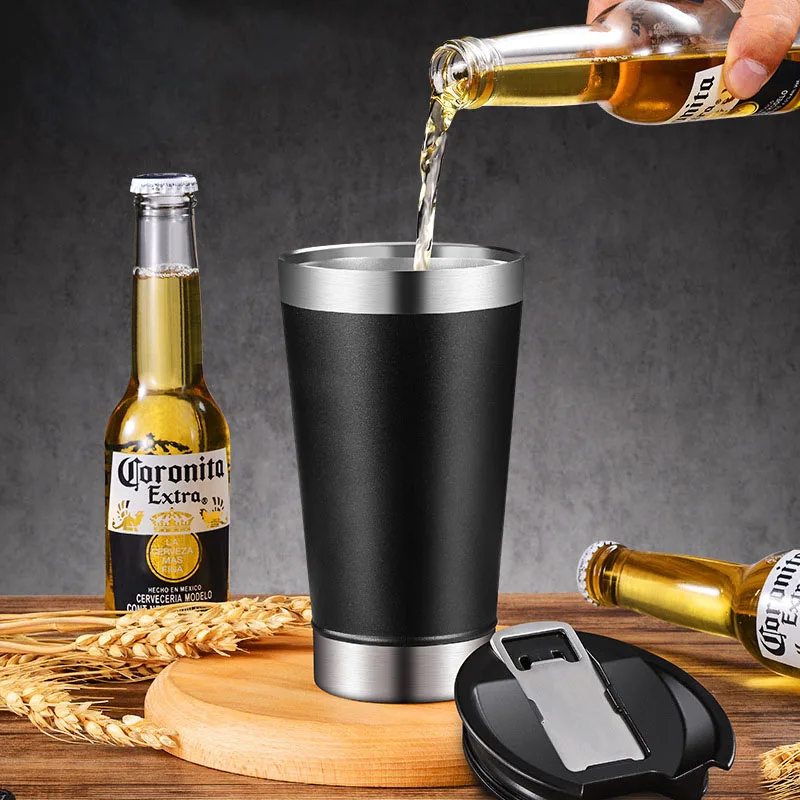 

Portable 304 Stainless Steel Beer Cup Thermos Cup With Bottle Opener 500ML Heat Preservation and Cold Preservation