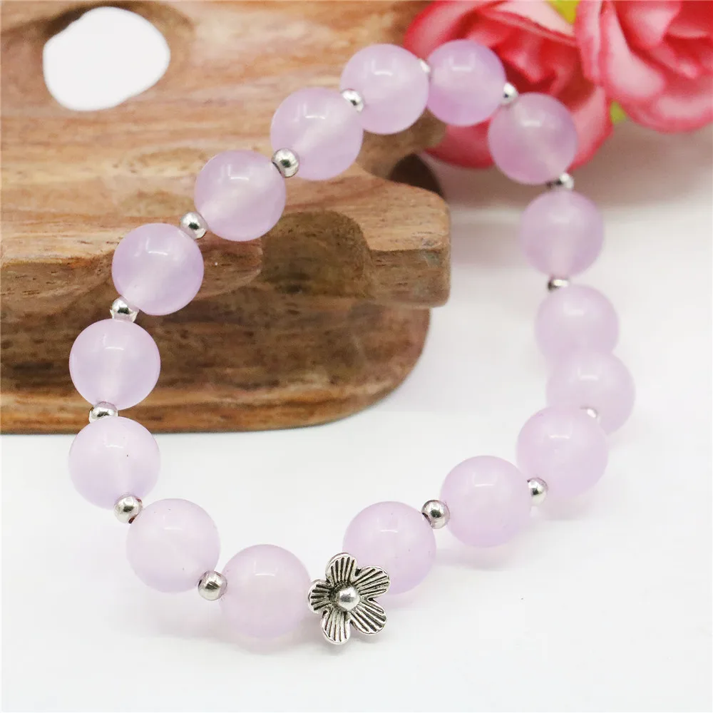 10 мм с цветочным принтом и круглым аметистами браслеты из натурального камня